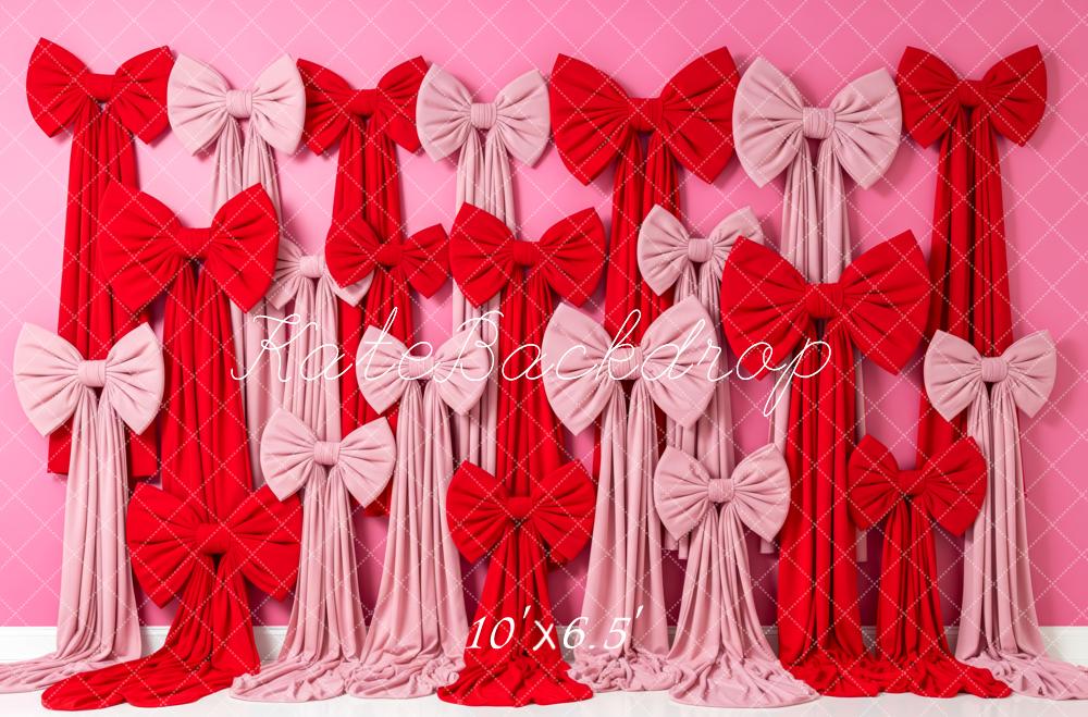 Kate Valentine's Day Pink and Red Bow Drapes Backdrop Designed by Patty Roberts