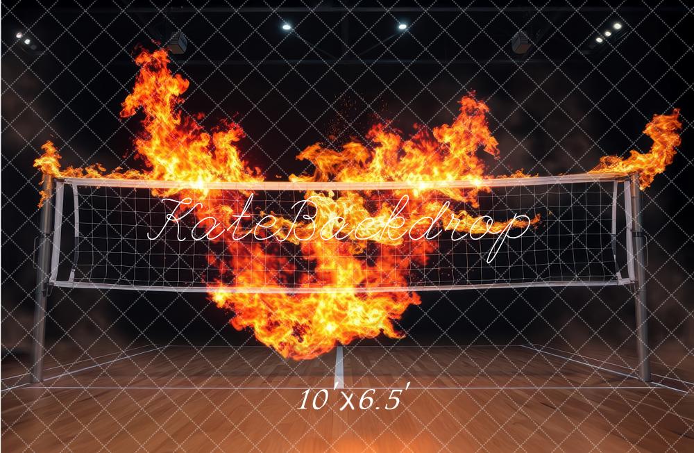 Sports Volleyball Flames Net Foto Achtergrond Designed by Laura Bybee
