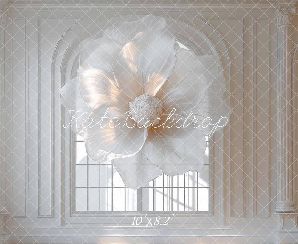 Kate Elegant Fabric White Flower Wall Backdrop Designed by Mini MakeBelieve