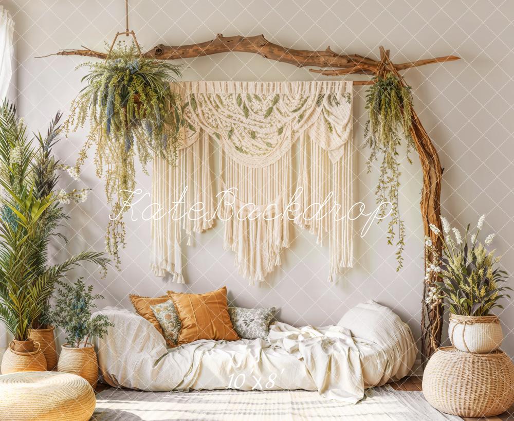 Kate Boho Macrame Plant Arch Cozy Sofa Backdrop Designed by Emetselch