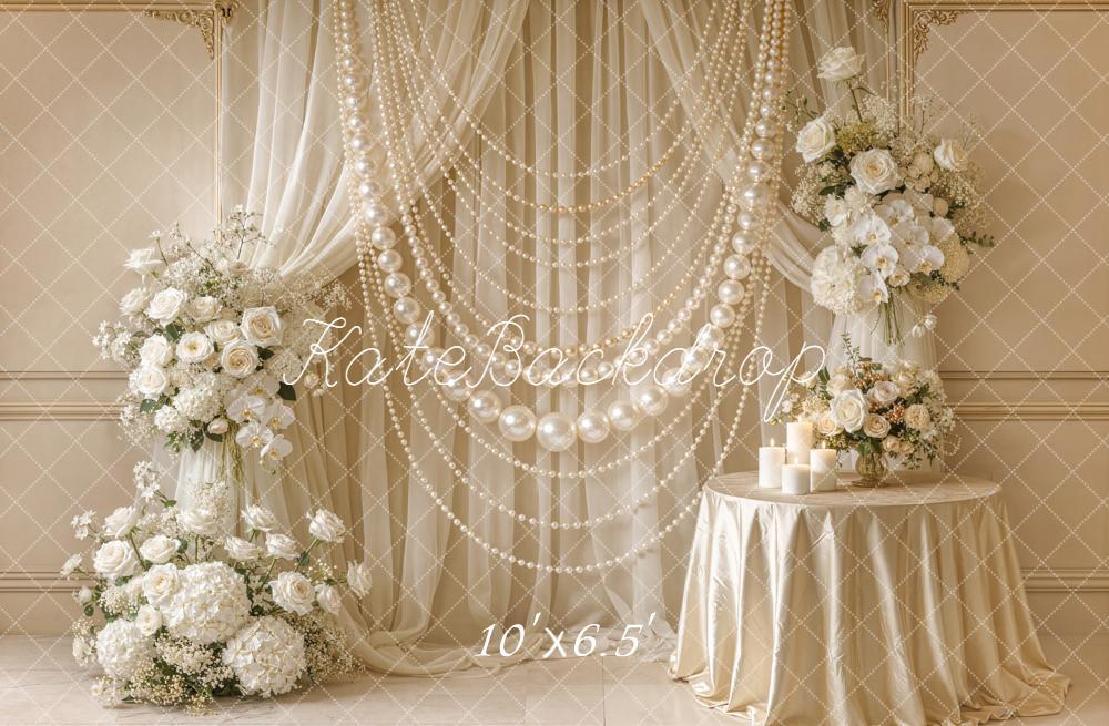 Kate Mother's Day Pearl Garland Floral Elegant Wedding Backdrop Designed by Emetselch