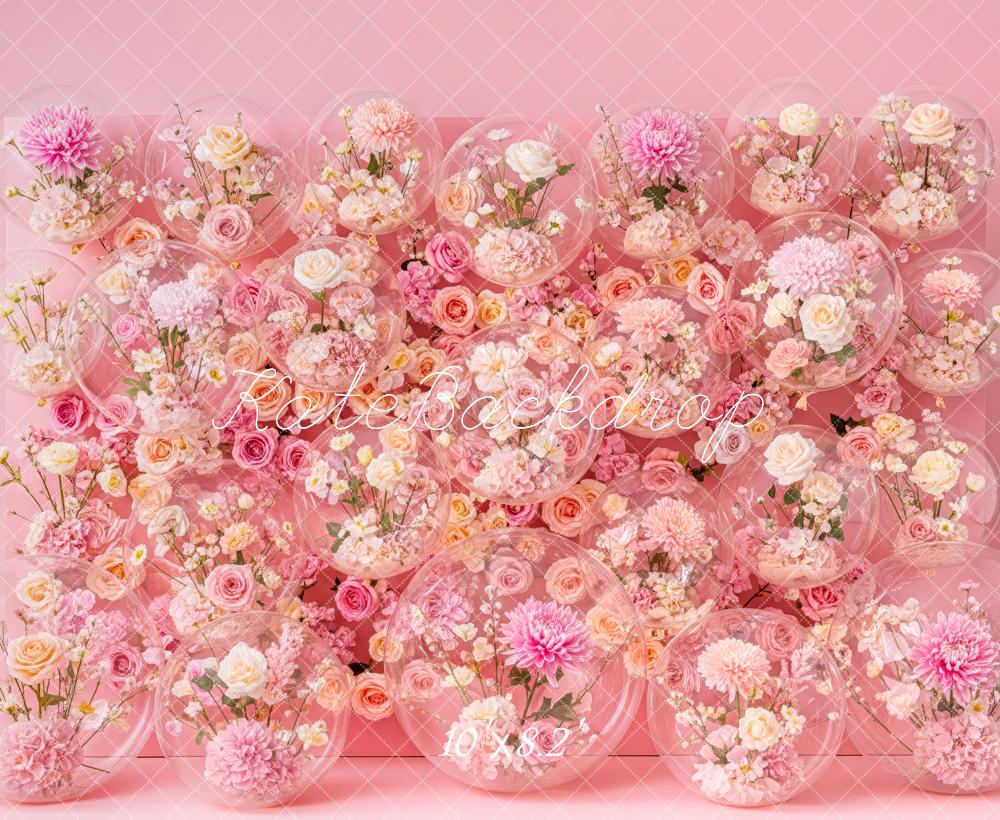 Kate Mother's Day Pink Flower Arch Bubble Wall Printed Backdrop Designed by Patty Roberts