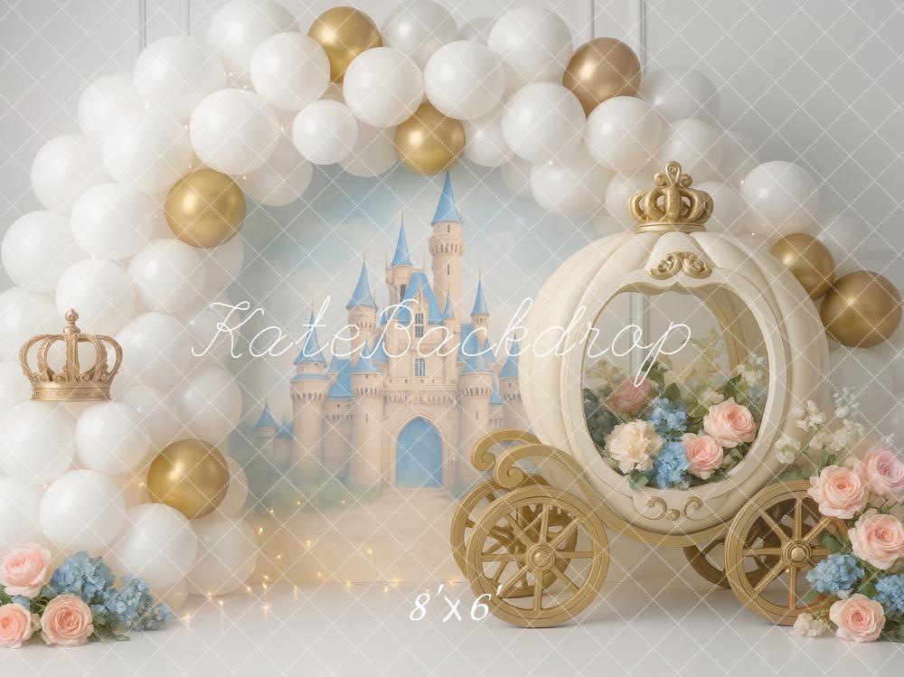 Kate Cake Smash Fairy Fantasy Castle Carriage Balloon Backdrop Designed by Ashley Paul
