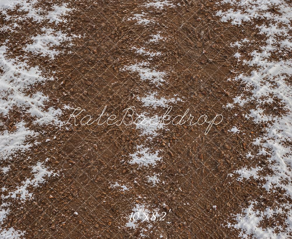 Kate Winter Brown Snowy Muddy Ground Floor Printed Backdrop Designed by Kate Image