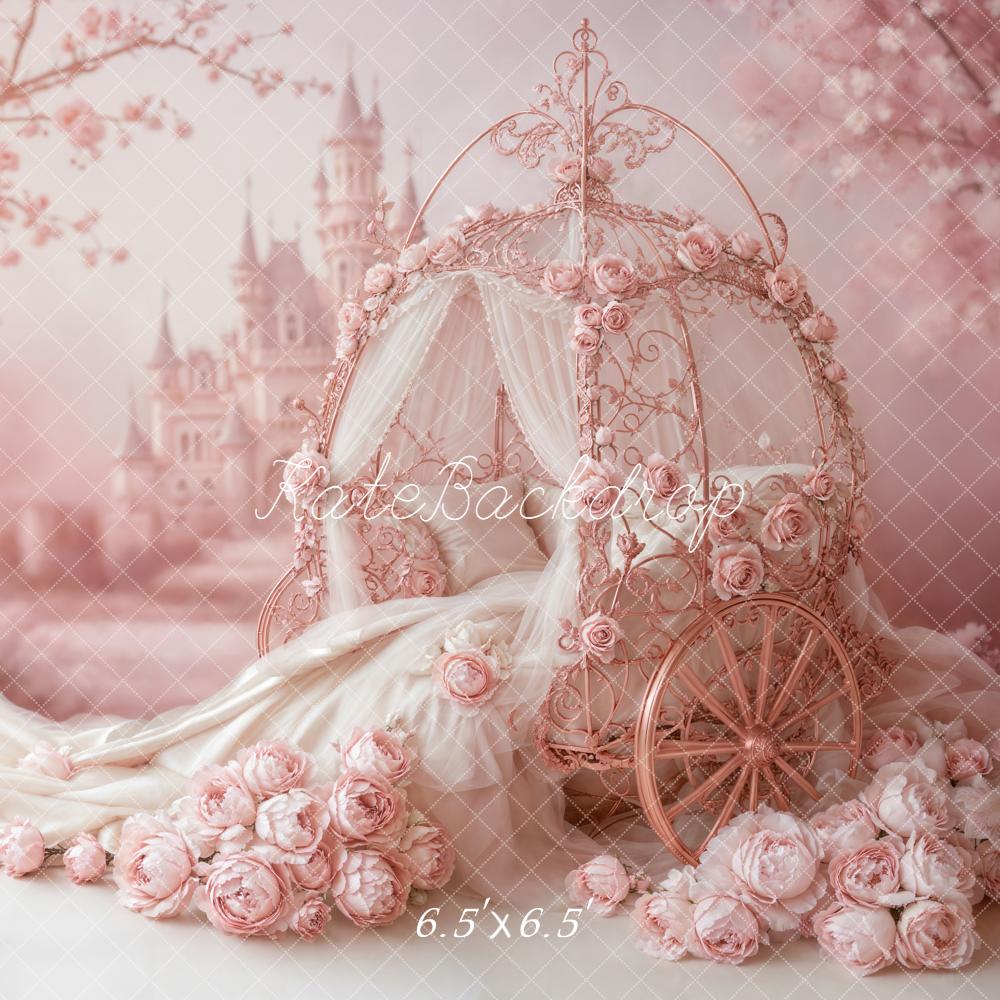 TEST Kate Fairy Fantasy Pink Carriage Castle Flowers Backdrop Designed by Emetselch