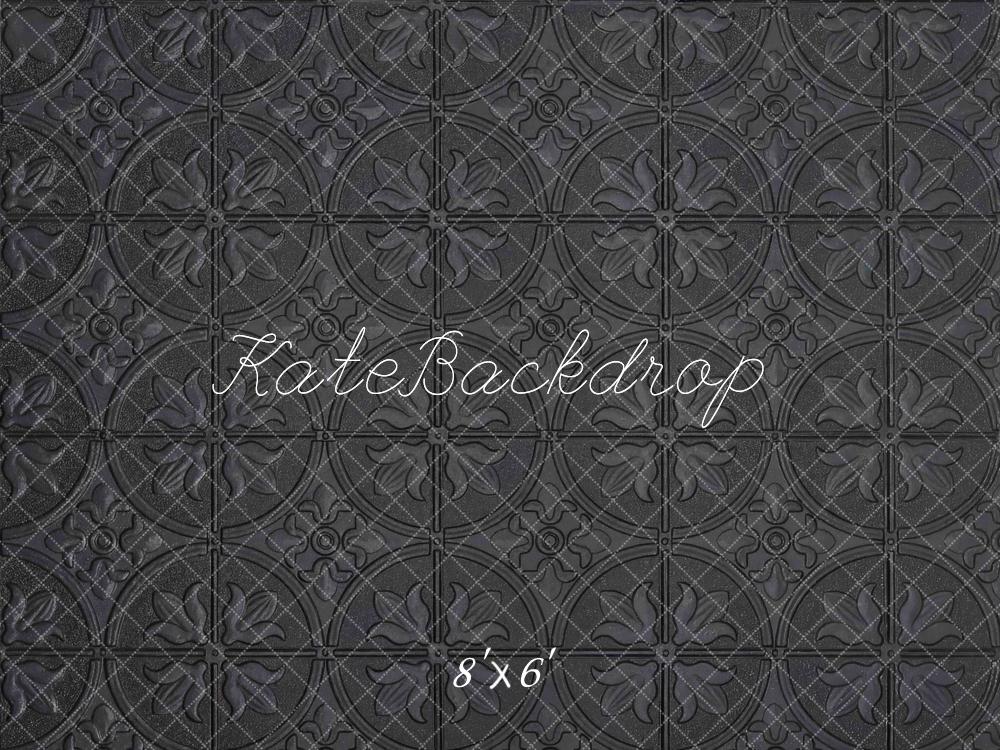 Kate Black Embossed Retro Floor Printed Backdrop Designed by Mini MakeBelieve