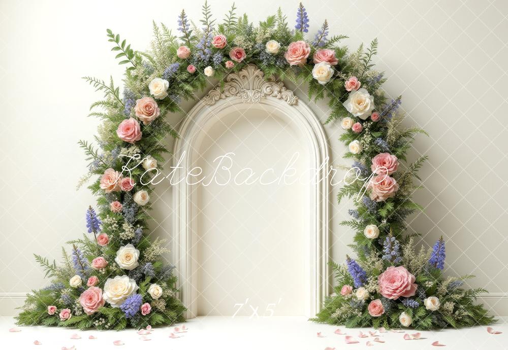 Kate Romantic Spring Flower Arch Ornate Vintage Printed Backdrop Designed by Laura Bybee