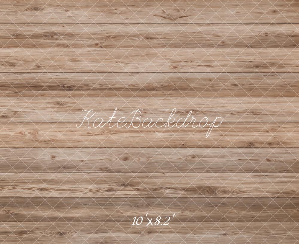 Kate Light Brown Wood Plank Floor Printed Backdrop Designed by Emetselch