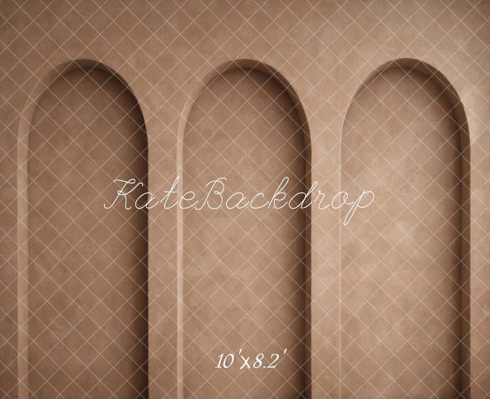 Kate Beige Retro Wall Arched Niches Printed Backdrop Designed by Vertigo Productions