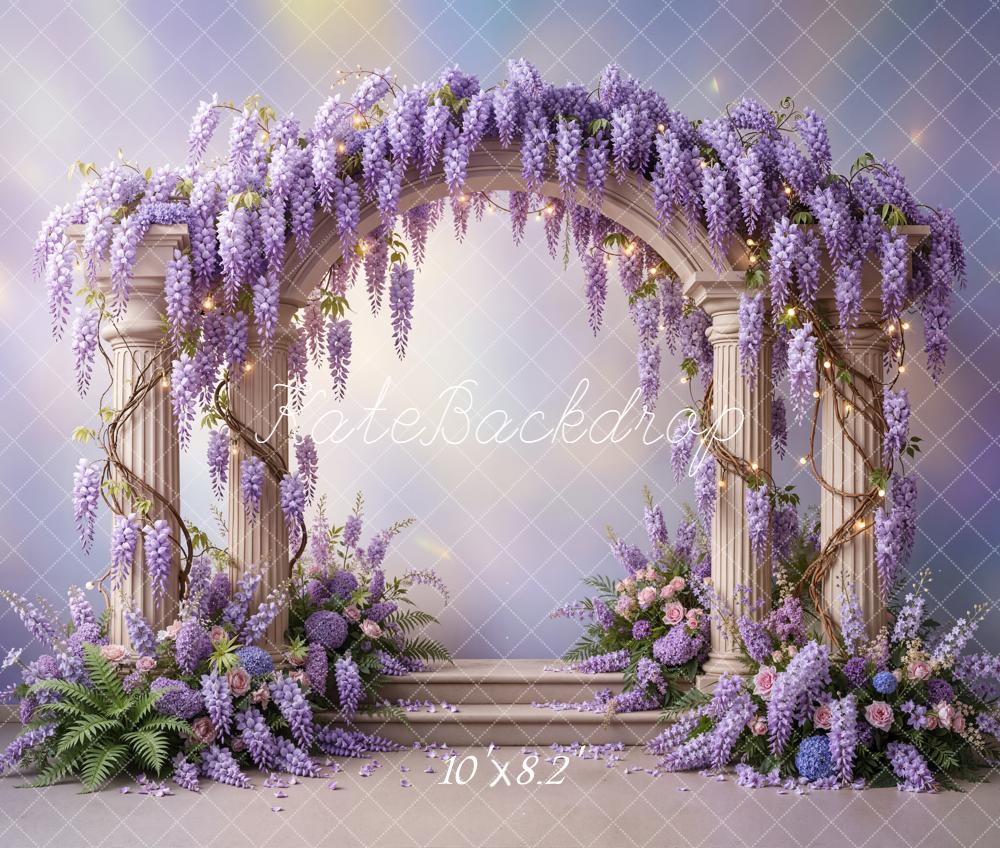 Kate Spring Flower Arch Wisteria Columns Backdrop Designed by Emetselch