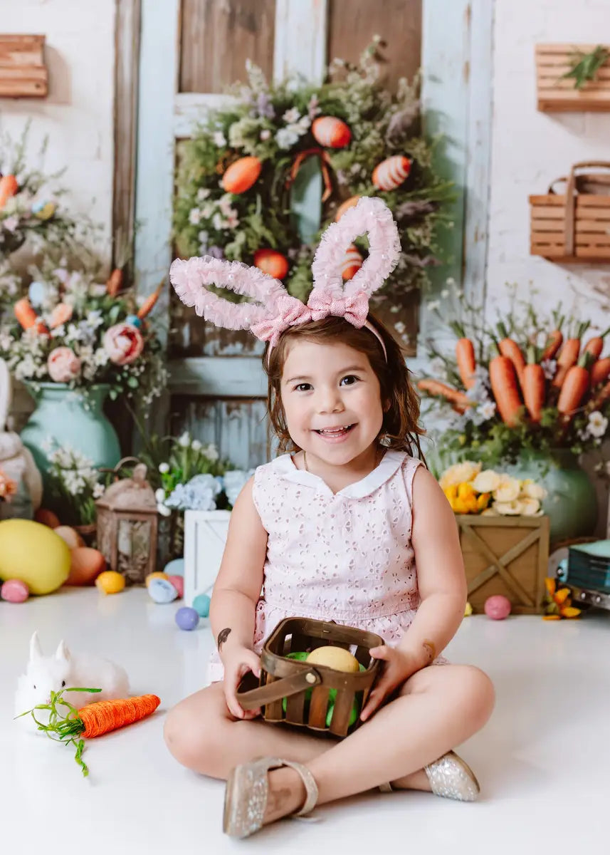Kate Easter Bunny Floral Rustic Barn Backdrop Designed by Emetselch