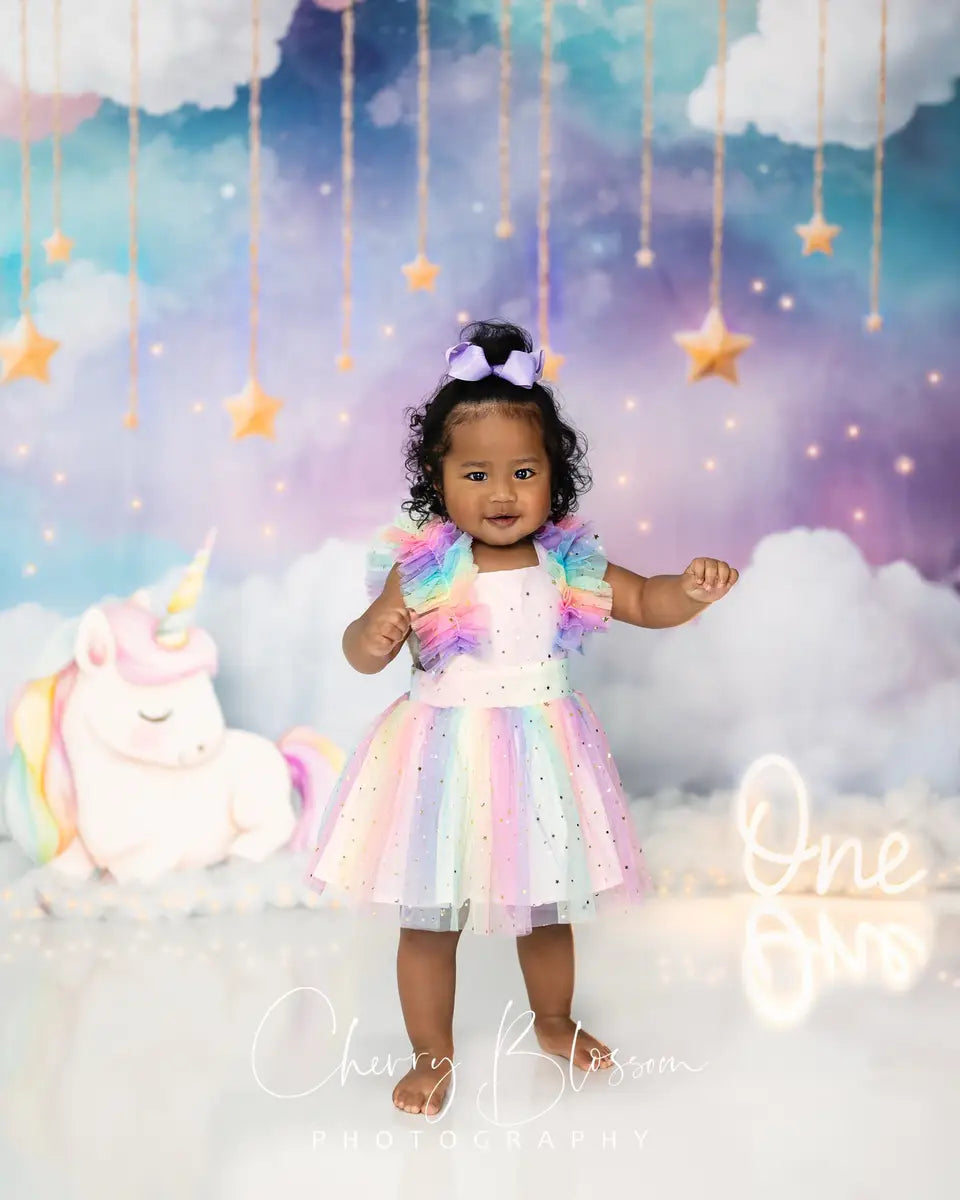 Kate Cake Smash Dreamy Clouds Starry Sky Backdrop Designed by Emetselch