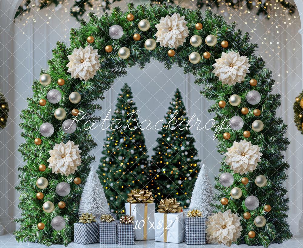 Kate Christmas Floral Arch Trees Gifts Backdrop Designed by Mini MakeBelieve
