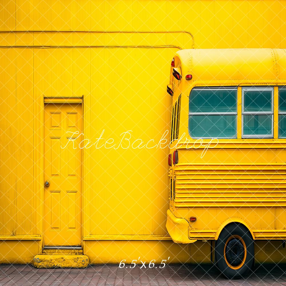 Kate Back to School Yellow Bus Wall Door Printed Backdrop Designed by Angela Miller