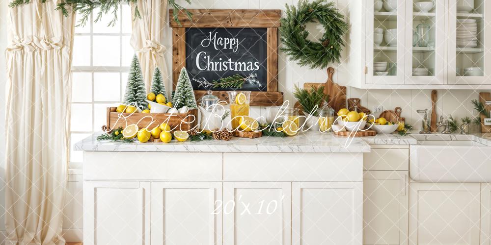 Kate Christmas White Kitchen Cabinets Lemons Backdrop Designed by Emetselch