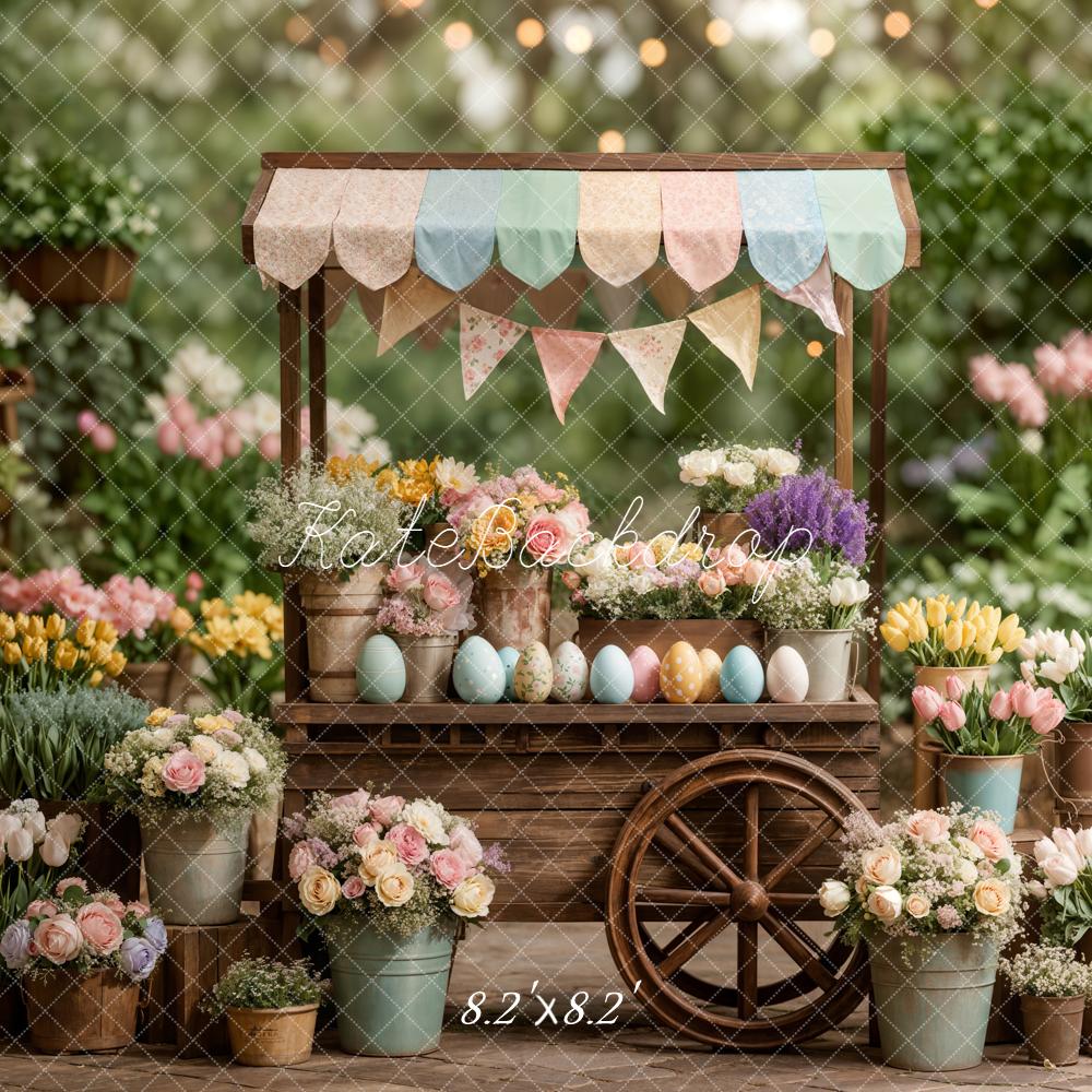 Kate Easter Bunny Flower Cart Pastel Eggs Spring Garden Backdrop Designed by Emetselch