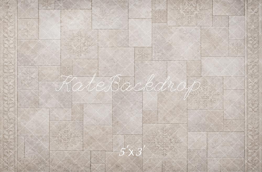 Kate Neutral Snowflake Tile Floor Printed Backdrop Designed by Vertigo Productions