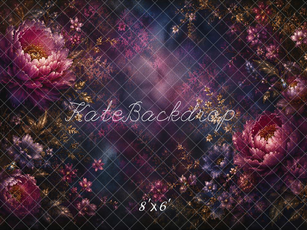 Kate Fine Art Duskwing Botanica Dark Floral Printed Backdrop Designed by Ashley Ward