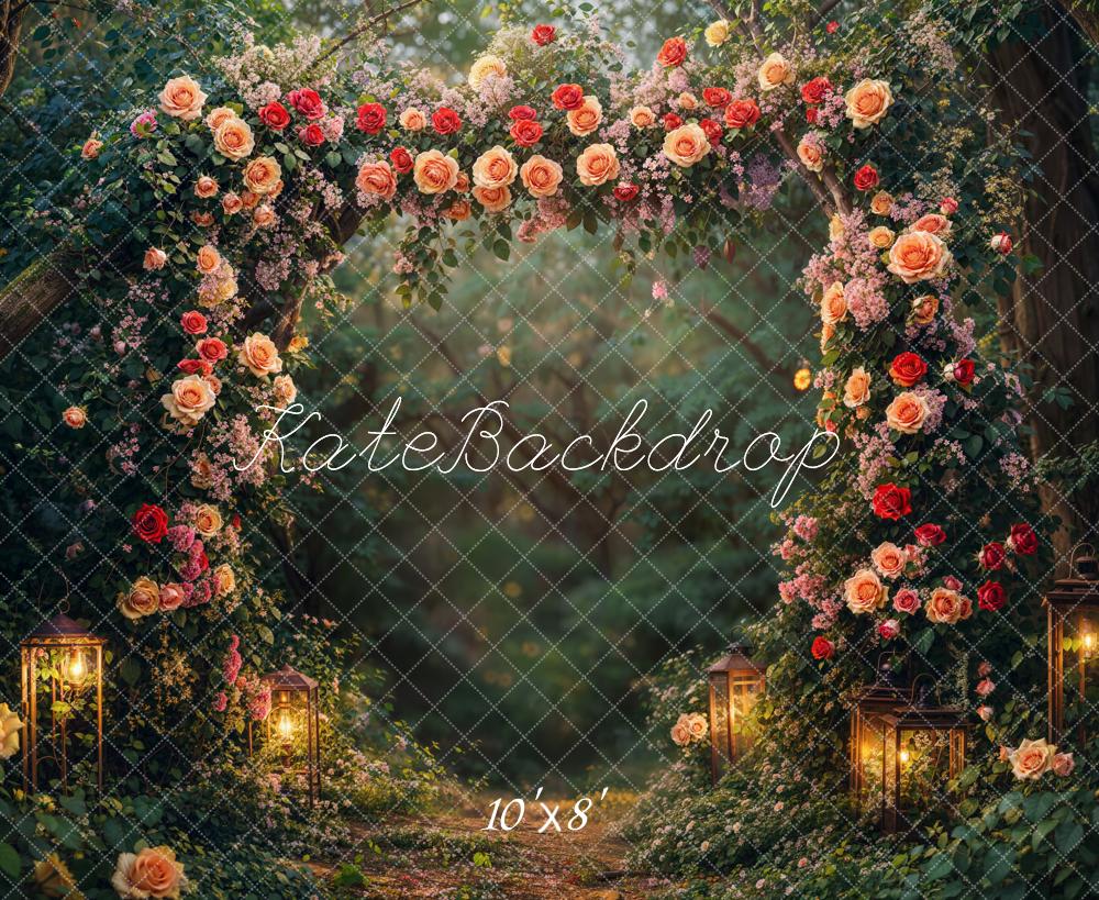 Valentine Flower Arch Lantern Forest Foto Achtergrond Designed by Emetselch