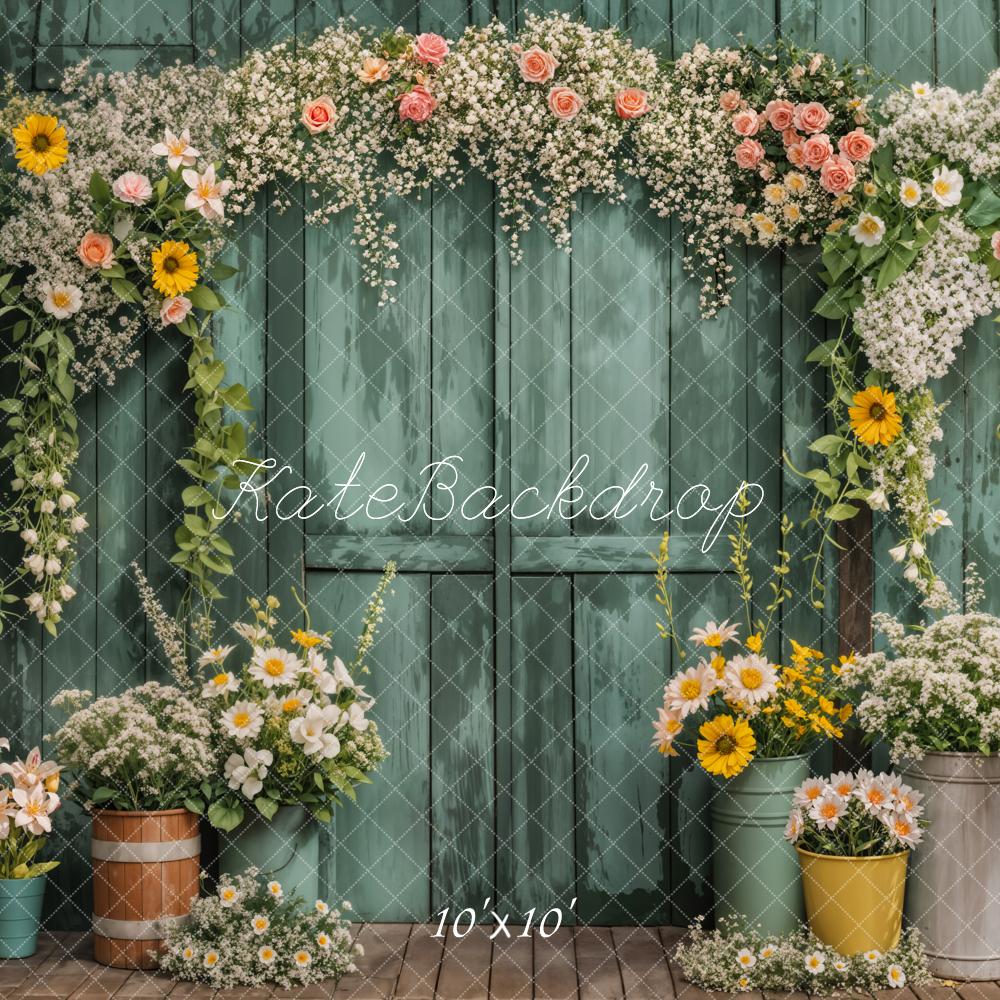 Kate Spring Flower Arch Rustic Green Door Backdrop Designed by Emetselch