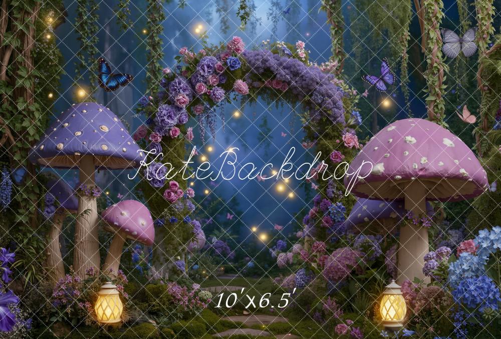 Kate Fairy Flower Arch Purple Mushrooms Backdrop Designed by Emetselch