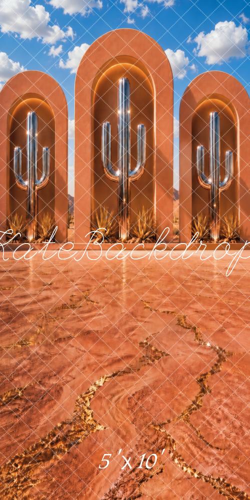 Kate Sweep Metallic Cactus Arch Desert Marble Printed Backdrop Designed by Vertigo Productions
