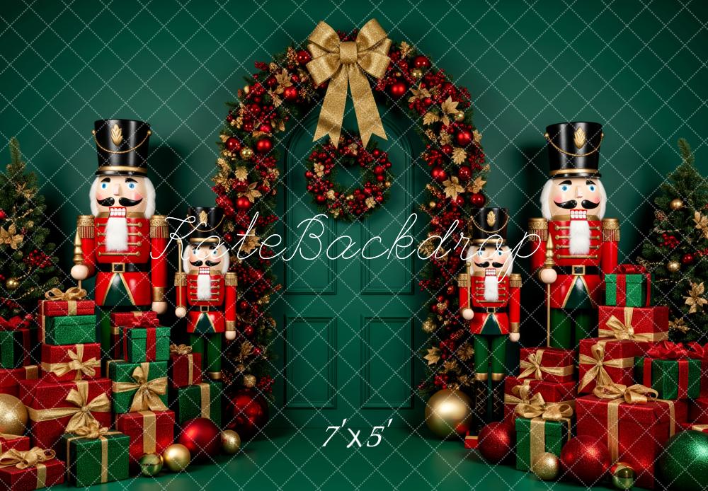 Kate Christmas Nutcracker Garland Gift Boxes Green Backdrop Designed by Patty Roberts