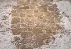 Kate Winter Cobblestone Floor With Snow Printed Backdrop Designed by Kate Image