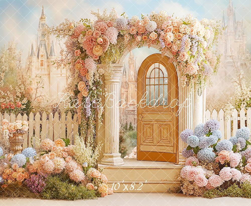Kate Spring Flower Arch Castle Door Garden Backdrop Designed by Chain Photography