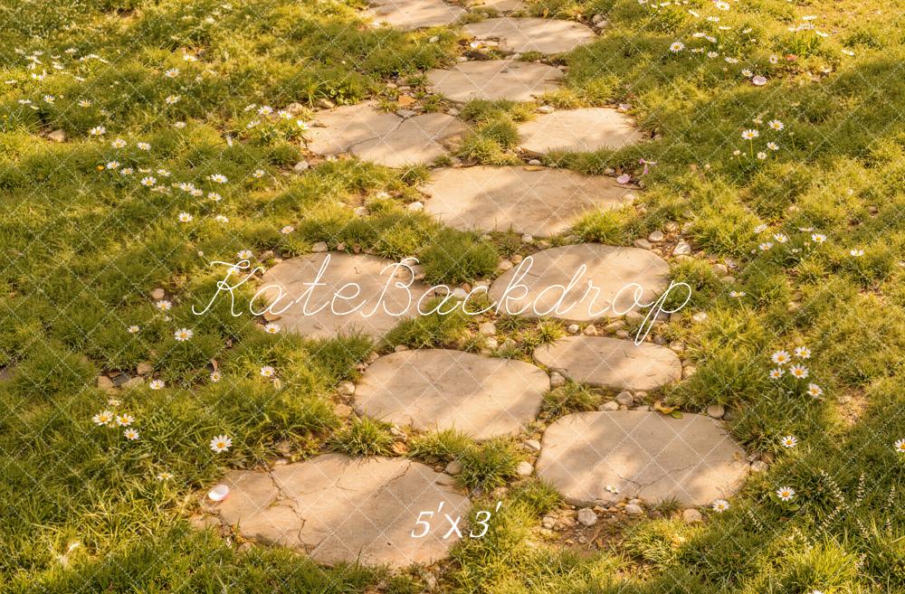 Kate Spring Garden Stepping Stone Path Wildflowers Floor Printed Backdrop Designed by Kate Image