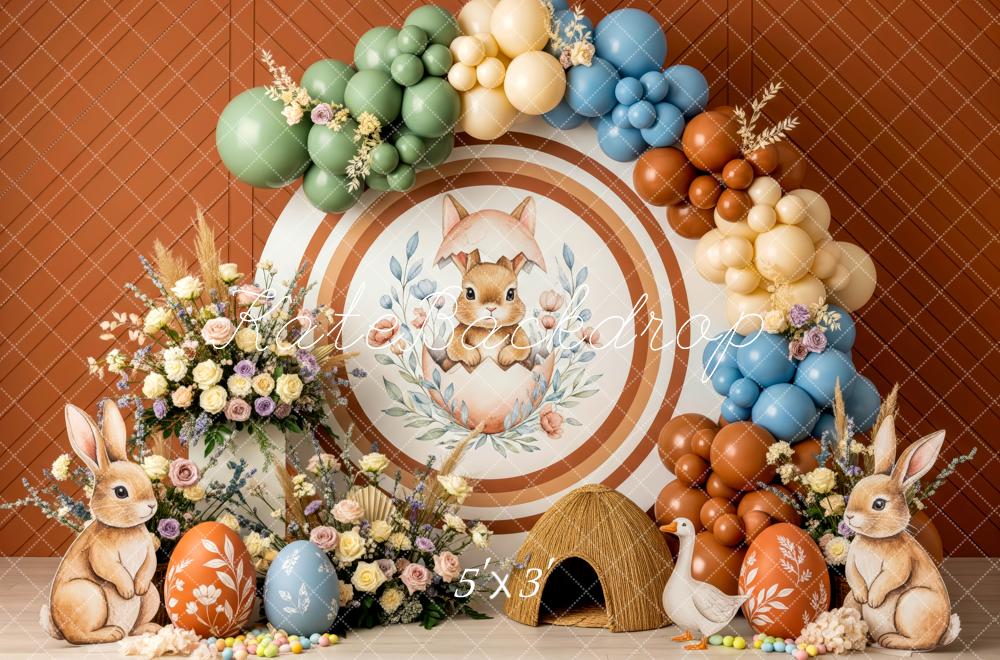 Kate Easter Bunny Balloon Arch Eggs Flowers Printed Backdrop Designed by Patty Roberts