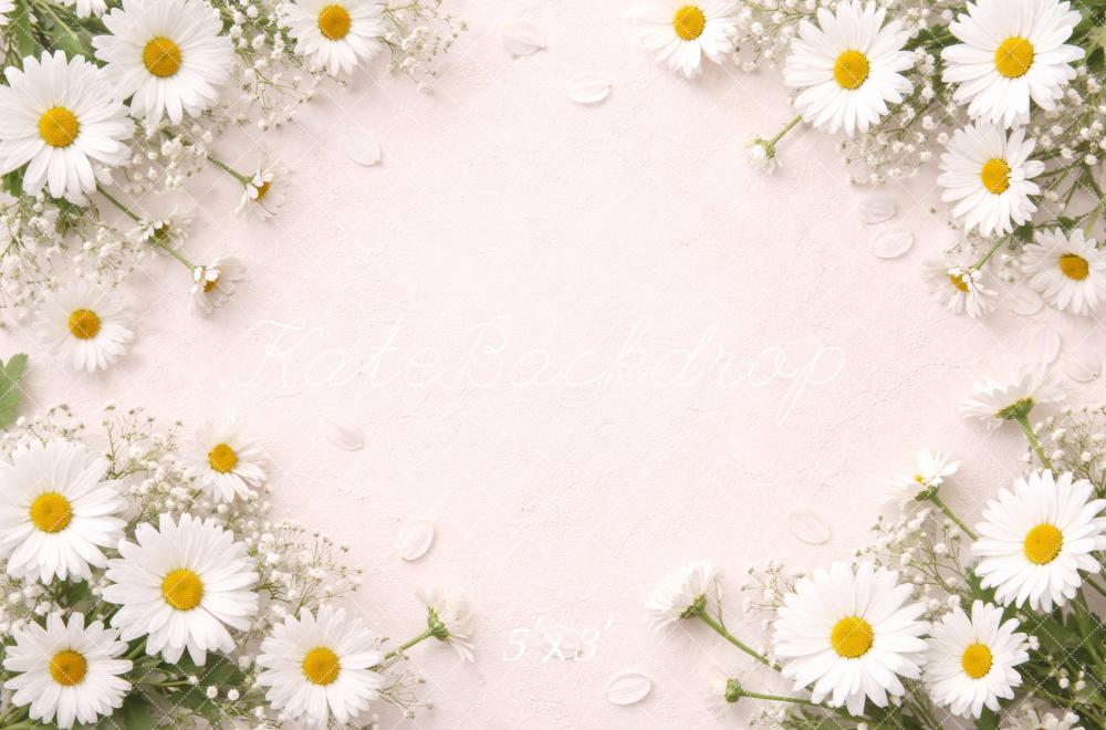 Kate Newborn White Daisy Flowers Border Backdrop Designed by Megan Leigh Photography