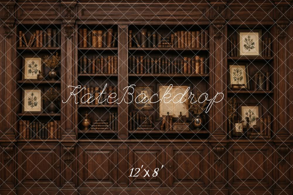 Kate Brown Vintage Bookshelf Cabinet Printed Backdrop Designed by Vertigo Productions