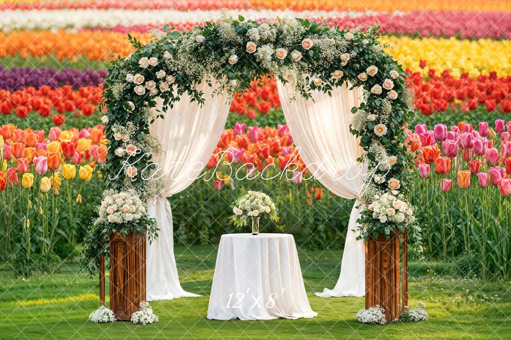 Kate Spring Flower Arch Floral Garden Tulips Backdrop Designed by Emetselch