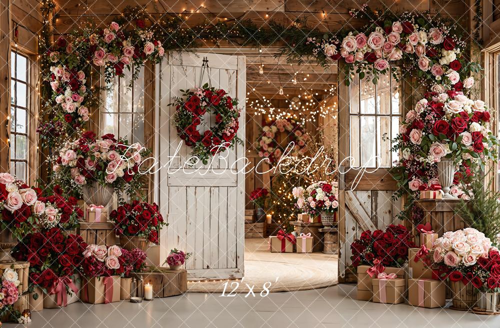 Kate Valentine's Day Flower Arch Rustic Door Gifts Backdrop Designed by Emetselch