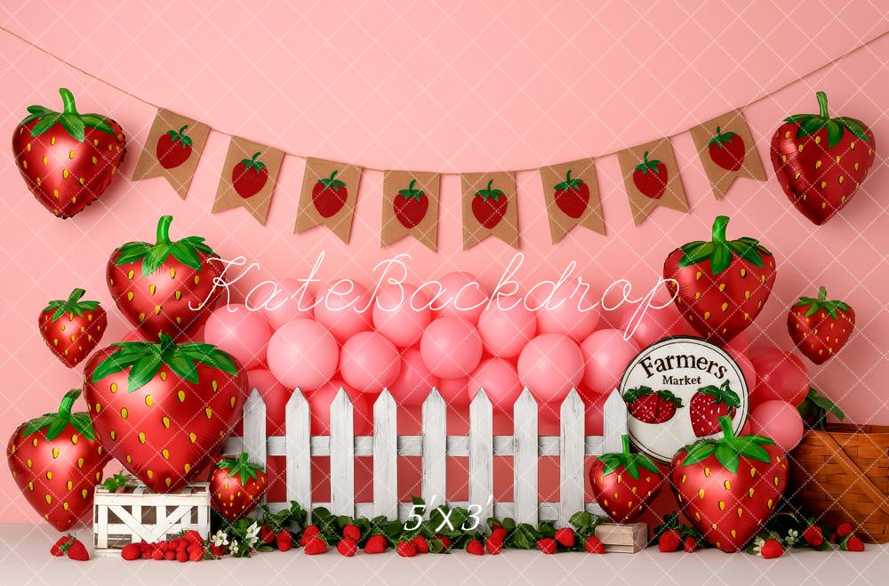 Kate Cake Smash Strawberry Farmers Market Backdrop Designed by Patty Roberts
