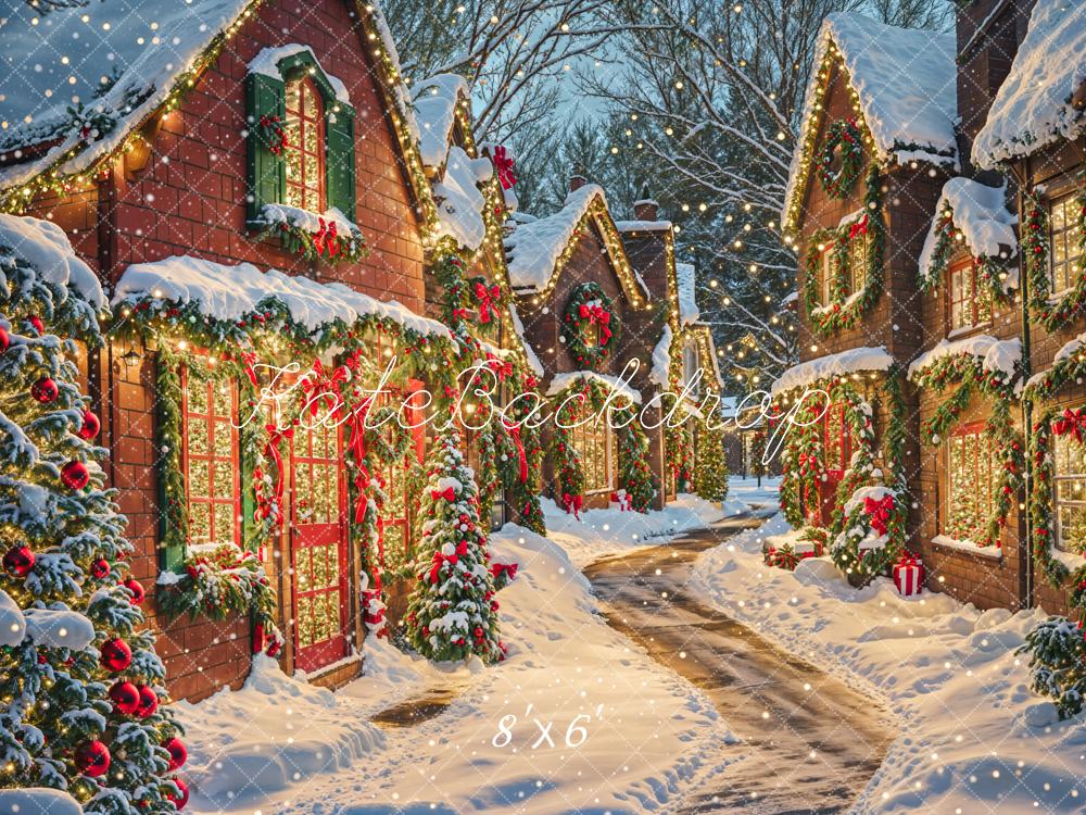 Kate Christmas Village Snowy Path Backdrop Designed by Emetselch