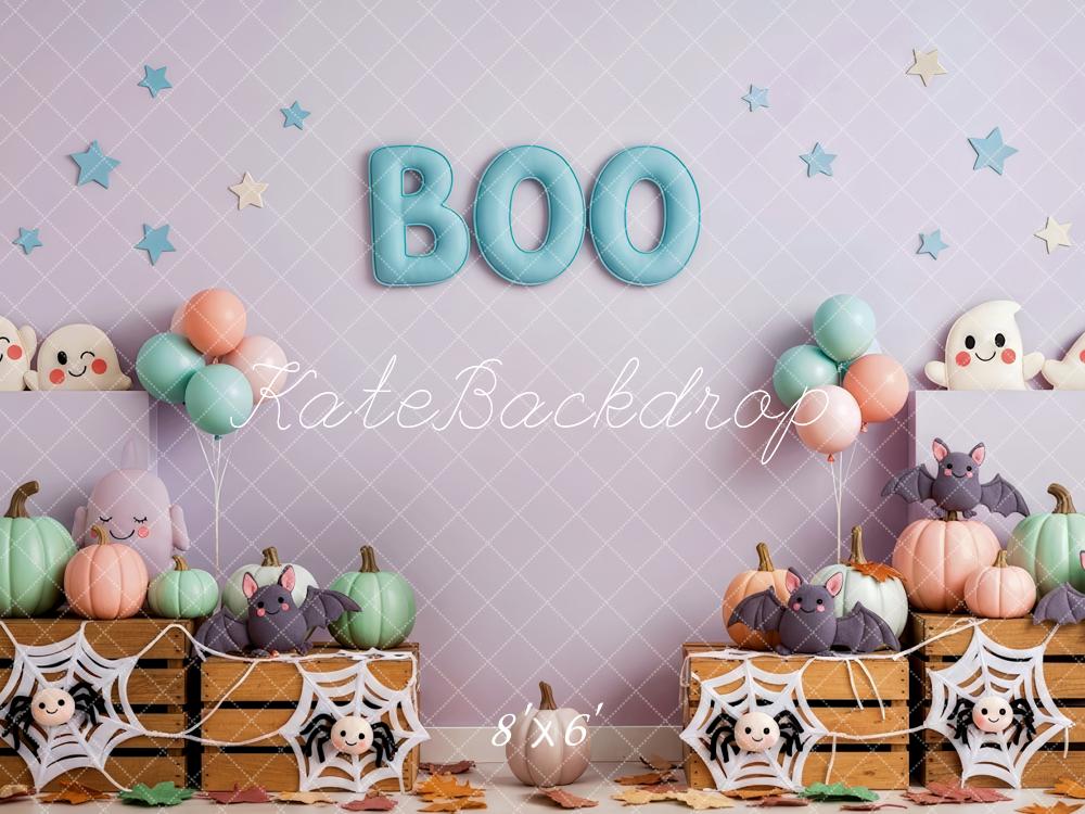 Kate Halloween Cake Smash Cute Ghosts Bats Pumpkins Balloons Backdrop Designed by Patty Roberts