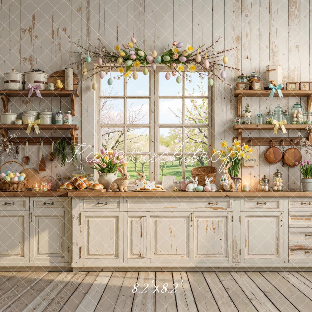 Kate Easter Bunny Kitchen Pastel Eggs Window Backdrop Designed by Emetselch