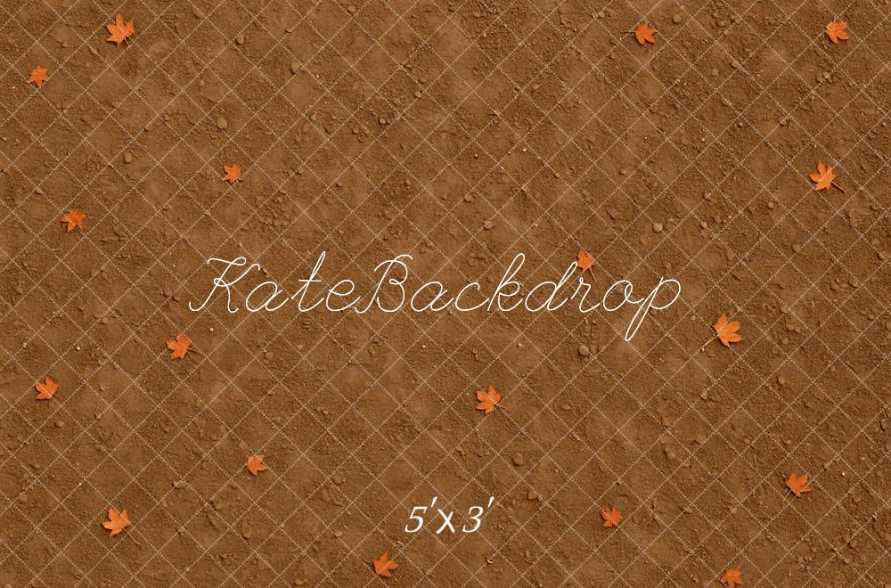 Kate Fall Leaves Brown Dirt Floor Backdrop Designed by Mini MakeBelieve