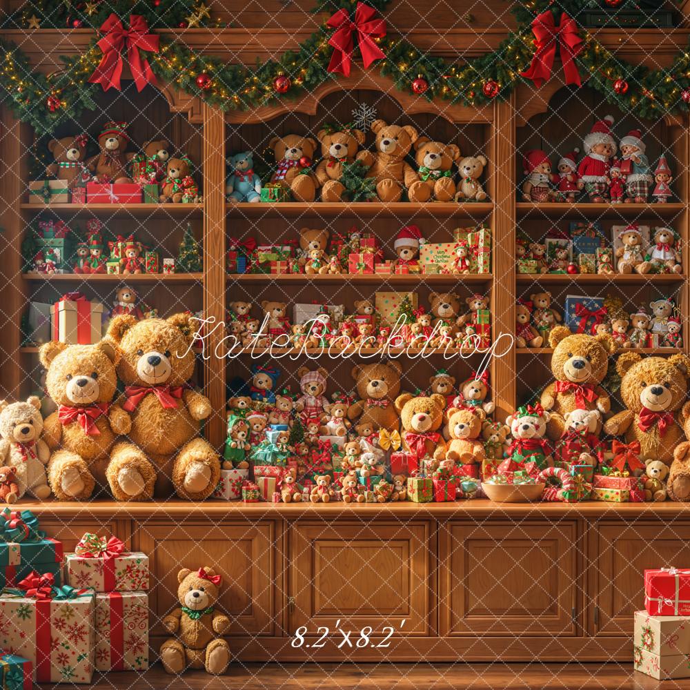 Kate Christmas Teddy Bear Shelf Gifts Indoor Backdrop Designed by Emetselch