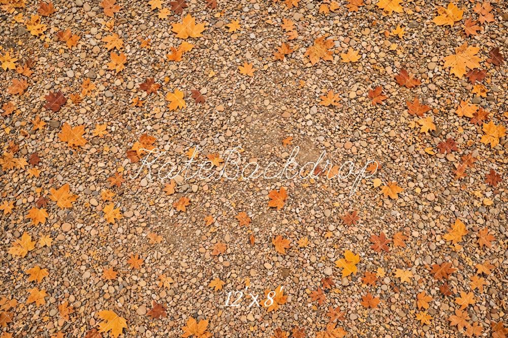 Kate Fall Pebble Ground Maple Leaves Floor Printed Backdrop Designed by Emetselch