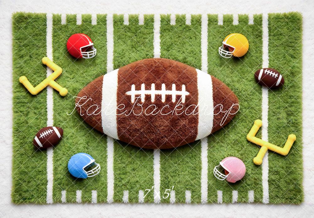 Kate Newborn Football Field Plush Ball Helmets Goalposts Printed Backdrop Designed by Mini MakeBelieve