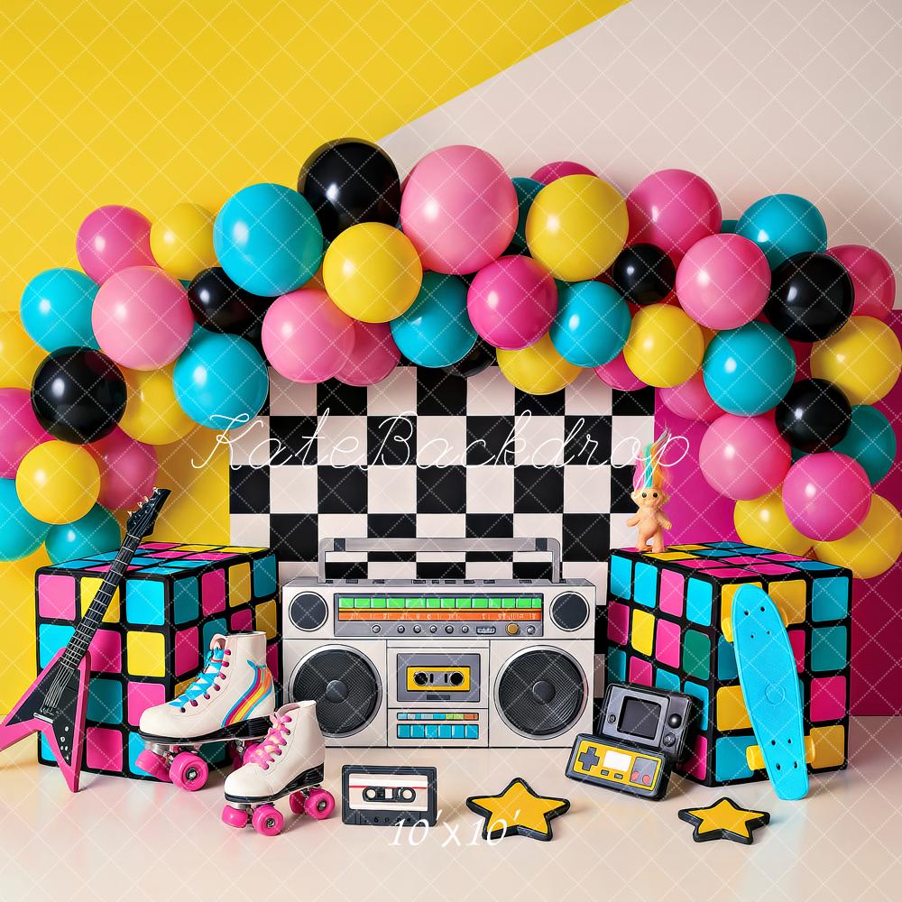 Festa di Compleanno Anni '90 Palloncini Boombox Sfondo Designed by Ashley Paul