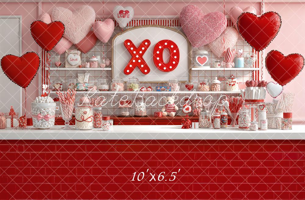 Kate Valentine's Day Candy Bar Hearts Balloons XO Backdrop Designed by Emetselch