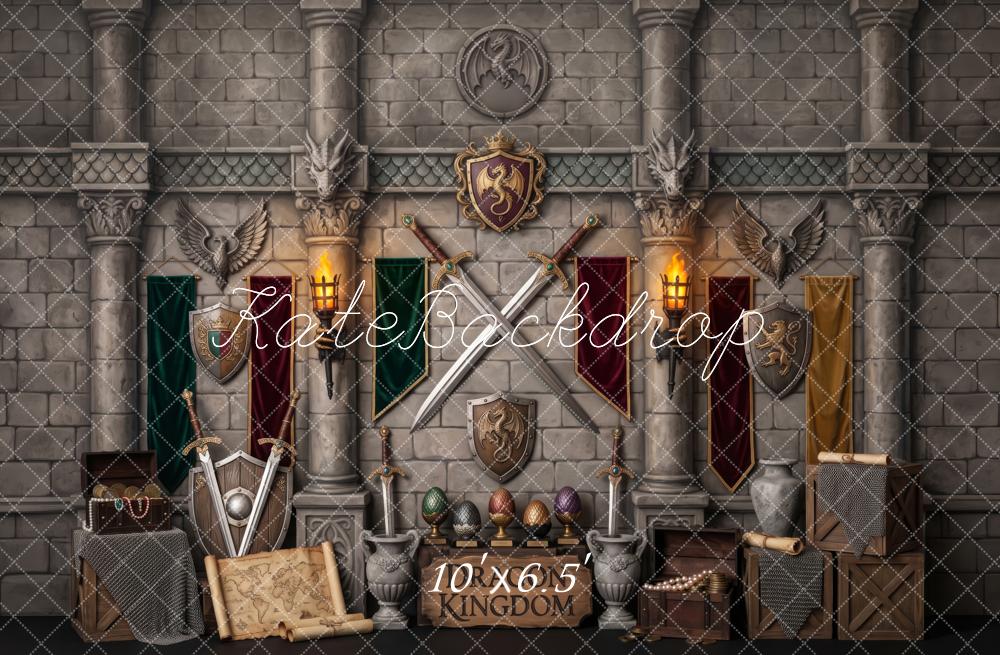 Kate Fantasy Dragon Kingdom CastleTreasure Boys Printed Backdrop Designed by Patty Roberts