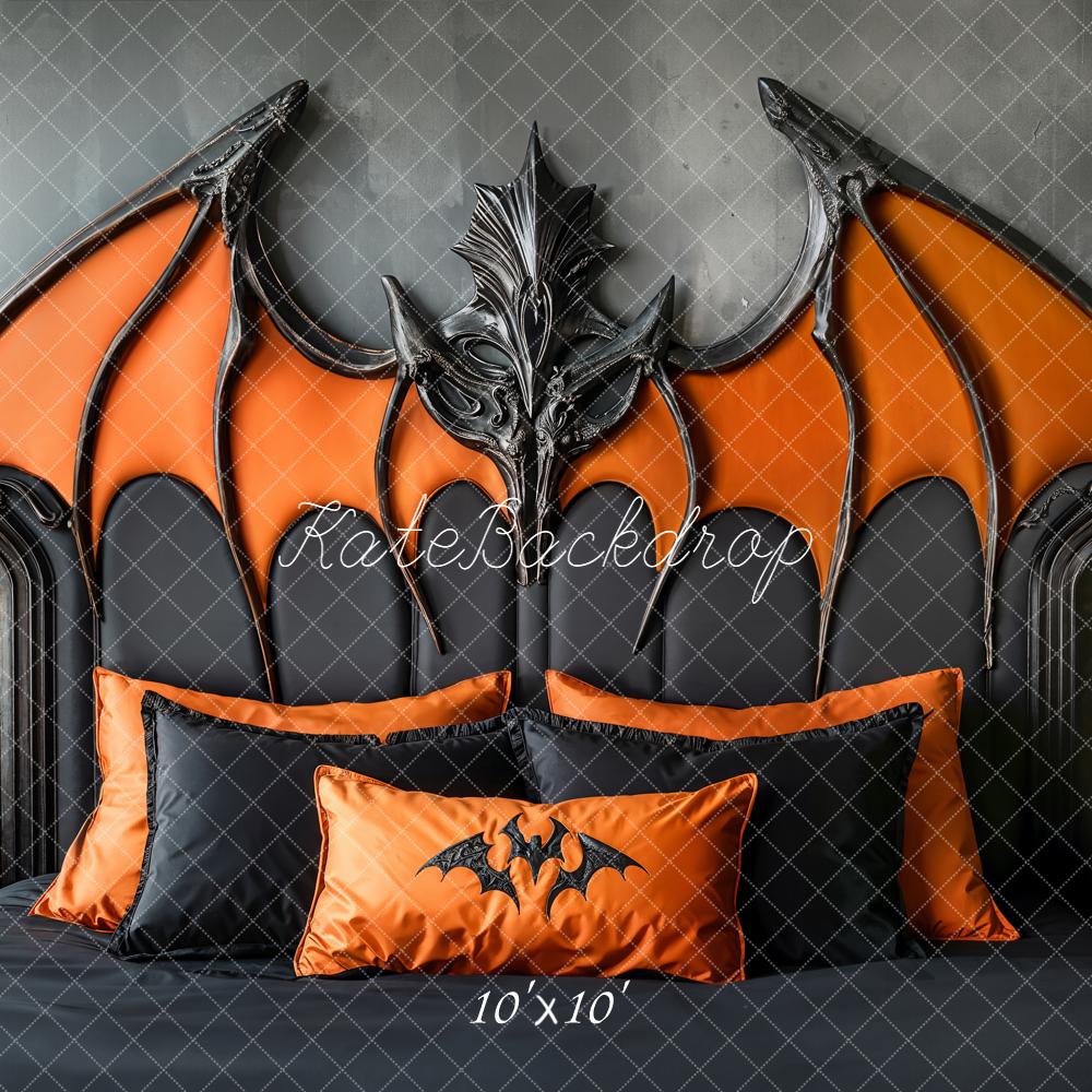 Kate Halloween Bat Wing Headboard Dark Backdrop Designed by Emetselch