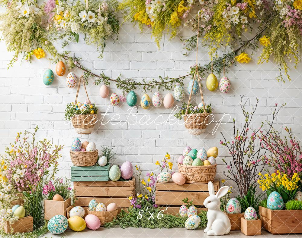 Kate Easter Floral Wooden Ladder Bunny Eggs Backdrop Designed by Emetselch