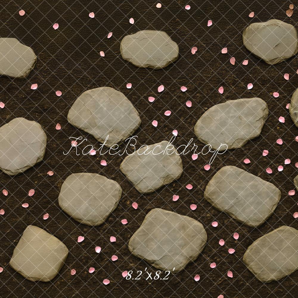 Kate Spring Stone Path Pink Petals Floor Backdrop Designed by Mini MakeBelieve