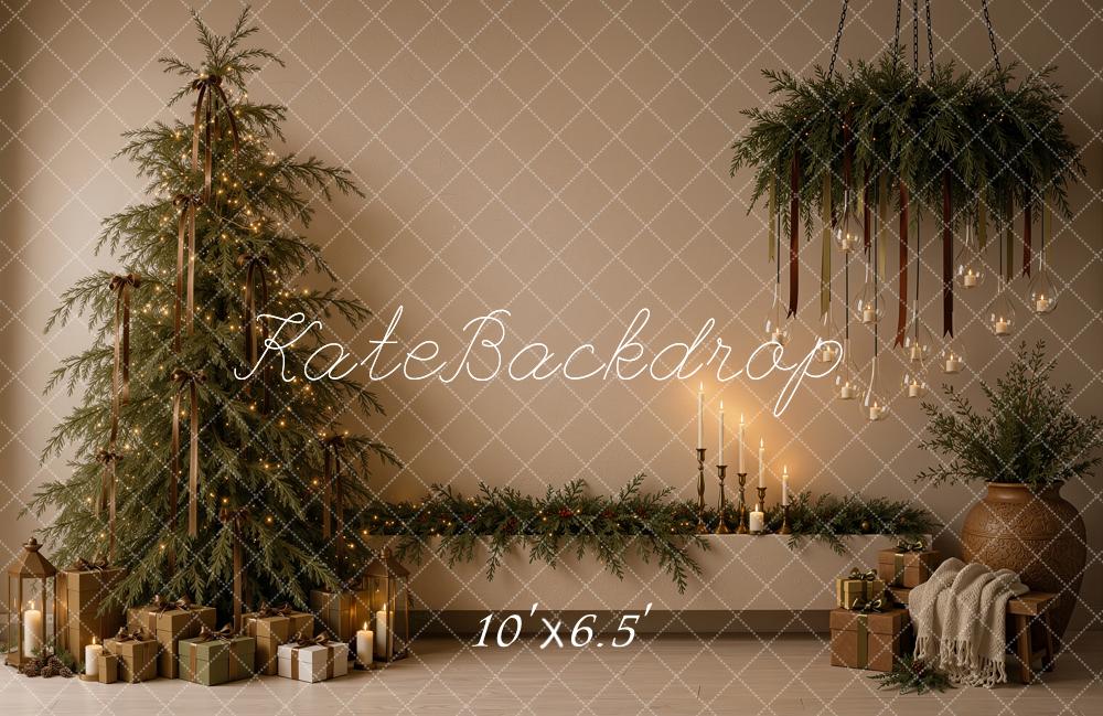 Kate Christmas Tree Candlelight Garland Printed Backdrop Designed by Ashley Ward